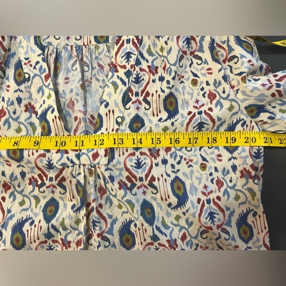 Zara Womens Lightweight Boho Multicolor Bell Sleeve V neck Blouse Sz S - Picture 8 of 9